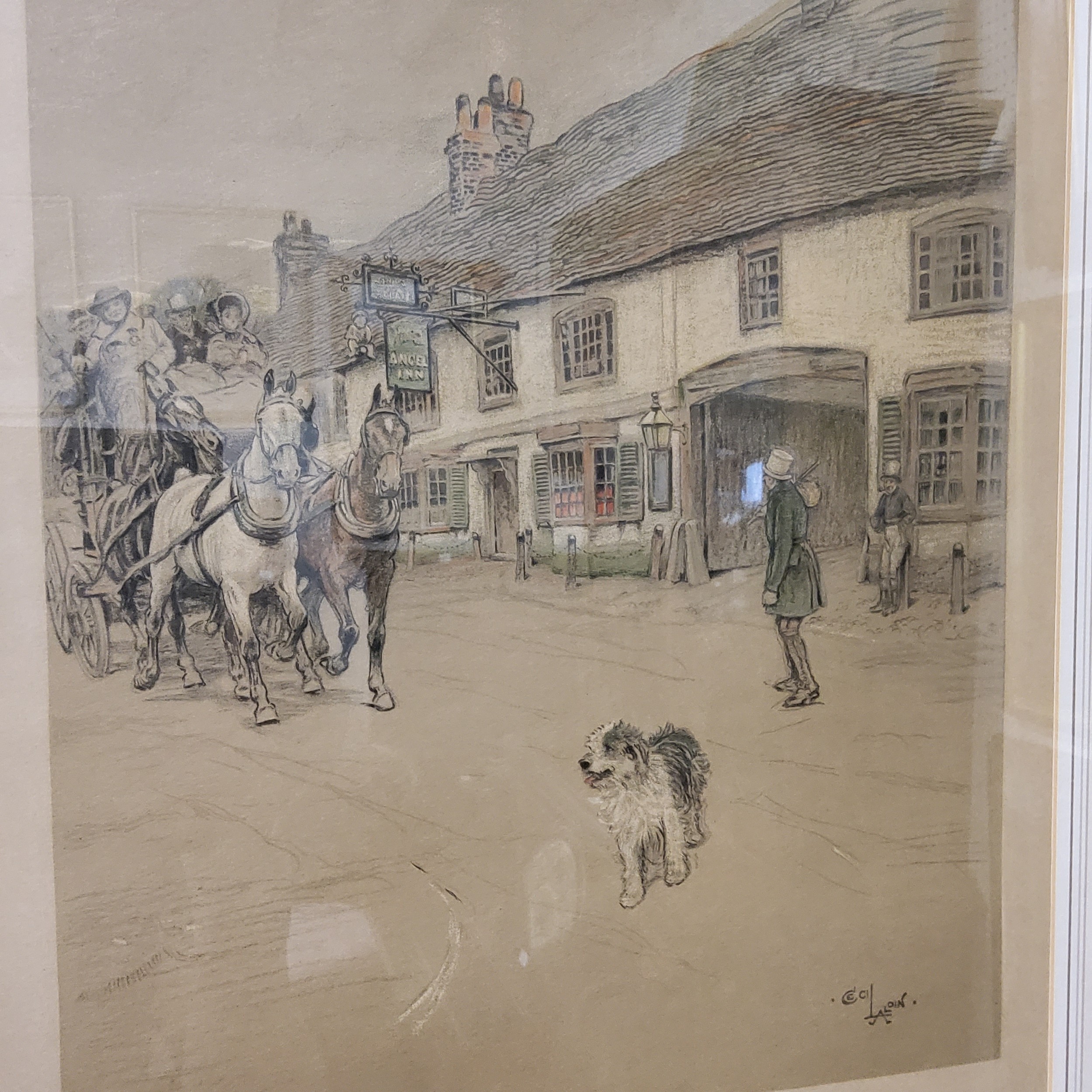 Cecil Charles Windsor Aldin , RBA (1870-1935), a pair,  The Angel Inn Woolhampton and  Kings Head, - Image 4 of 5