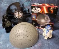 A Star Wars Lego Darth Vader alarm clock, 24cms; a boxed Star Wars Science Death Star Planetarium; a
