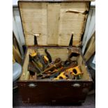 Tools - a Victorian tool chest full of saws, planes, mallets etc QTY