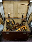 Tools - a Victorian tool chest full of saws, planes, mallets etc QTY