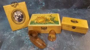 A 19th century treen rectangular box, the cover with Clock & Jubilee Town Hall, Downham Market, 13.