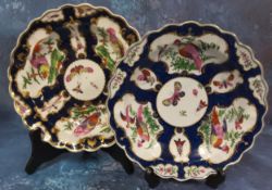 A Worcester shaped circular plate, decorated with alternating fan and vase reserves with fanciful