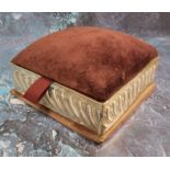 A Victorian silver square dressing table box, wrythen sides, pin cushion cover, 12.5cm wide, William