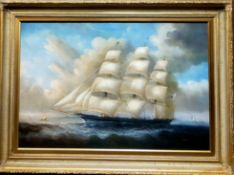 Follower of Henry Randolph Martz (20th Century School) Tea Clipper On Rough Open Seas, signed