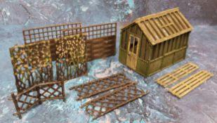 A Britains Miniature Garden Series - Span Roof Greenhouse, set #053, unboxed;  Britains garden