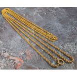 A 9ct gold rope chain 142cms long, 15.7g