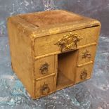 Doll House Accessories - an early 20th century cardboard knee hole desk, pin cushion top, one long