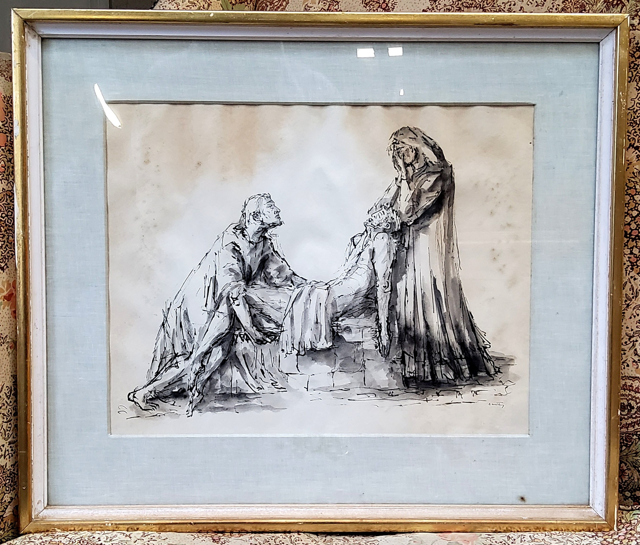 Italian School, In the Old Master Style, Death of Christ, indistinctly signed, pen, ink and