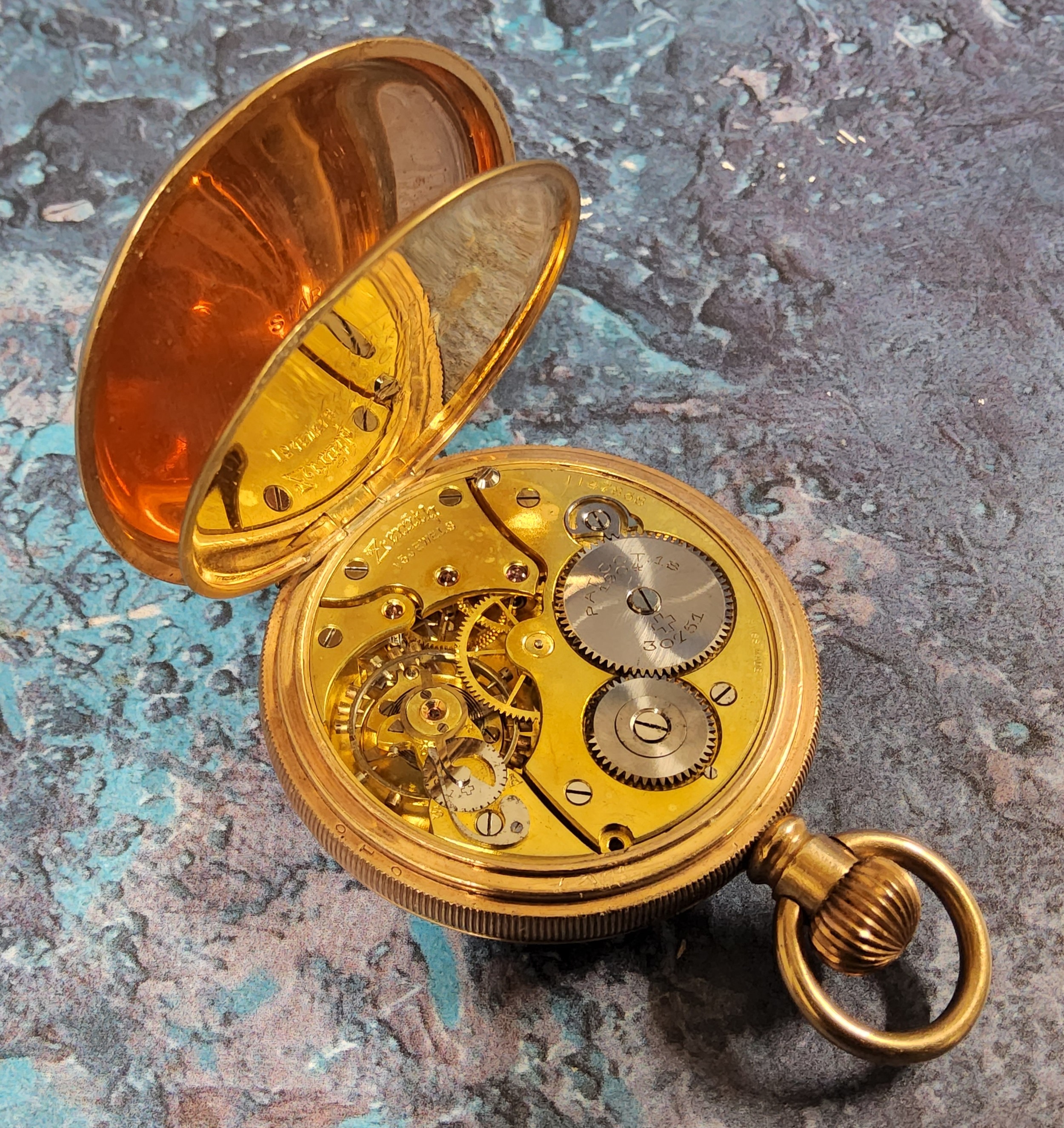 A 9ct gold Waltham full hunter pocket watch, signed movement AWW Co. Waltham U.S.A Traveler, - Image 3 of 3