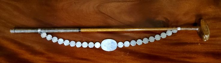 A 19th century wooden putter, with oval silver disc inscribed President's Putter, Presented by H.