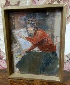 Attributed to Donald McIntyre, Artist at Work, oil on board, 24cm x 19cm