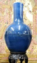 A substantial Chinese powder blue glaze temple vase, 90cm high,  43cm diam, Kangxi style, 20th