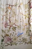 An early 20th century English country house crewel work bed throw, embroidered with The Tree of