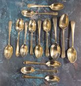 A set of six silver coffee spoons, Walker and Hall, Sheffield 1950;  others, various dates, 125g,