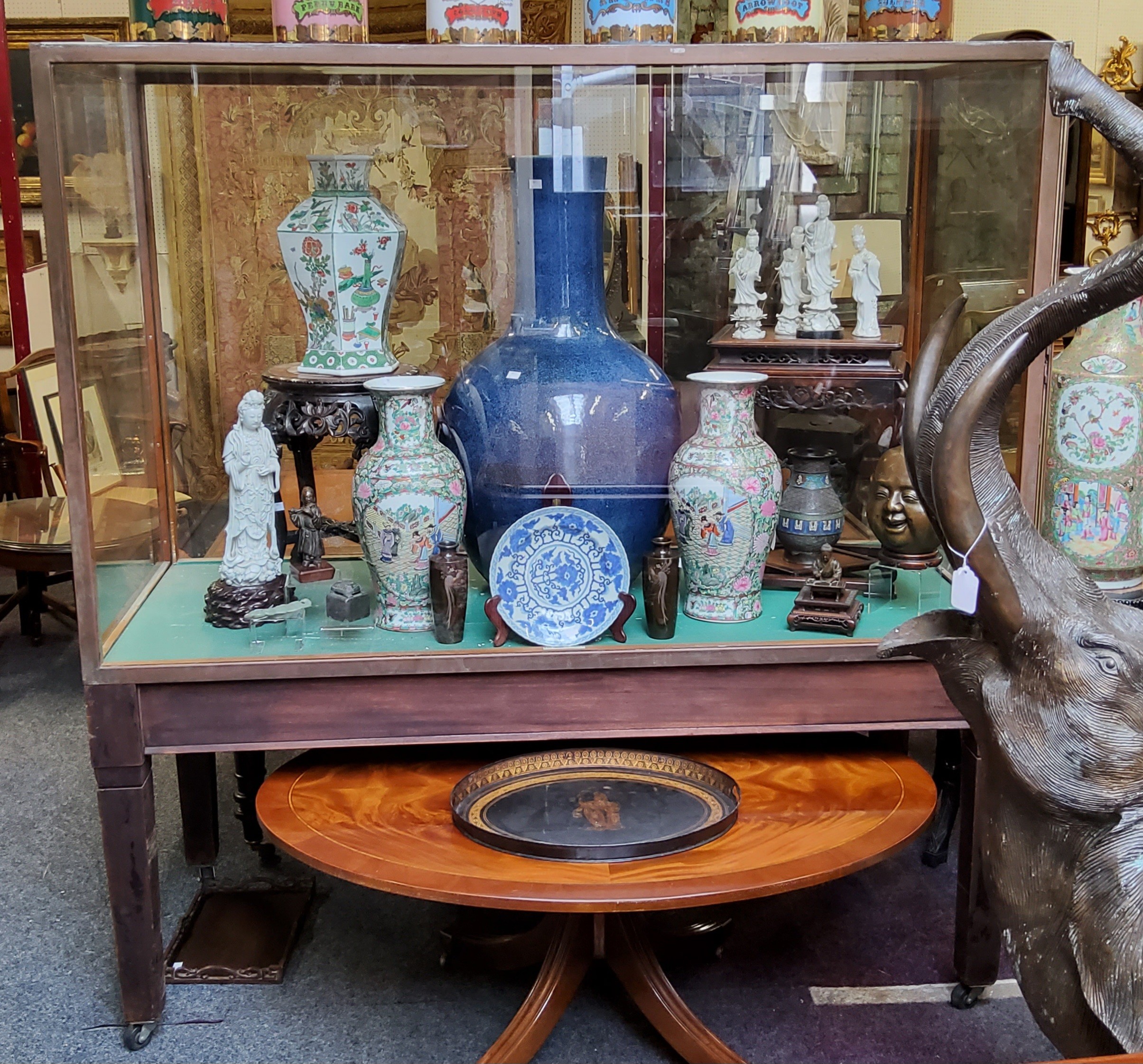 An early 20th century museum display cabinet, made by A. Edmunds Co. & Ltd, London, the brass and - Image 2 of 5