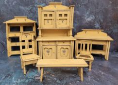 Dolls House Accessories -  Kitchen Furniture - comprising a wall hanging shelves, housekeepers