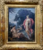 Continental School (19th century) Hermes And The Shepherd, oil on canvas, gilt frame, 58cm x 48cm