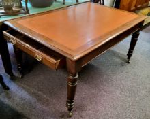 A Victorian mahogany partners desk, tobacco coloured leather inset, single drawer to each end,