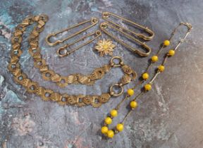 An unusual Victorian white metal collar necklace, the alternating shaped links with applied