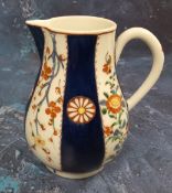 A Worcester sparrow beak jug and cover,  painted in Kakiemon style, with alternating panels of