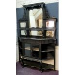 A late Victorian ebonised mirror backed sideboard c.1900