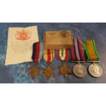 Medals, World War II, a set of five, 1939 - 45 Star, Africa Star, Italy Star,  Defence Medal, 1939 -