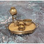 An Edwardian novelty miniature silver gallery two-handled tray, raised on four bun feet, wooden