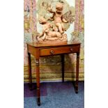 A 19th century flamed mahogany rounded rectangular hall table, satinwood inlaid throughout, one long