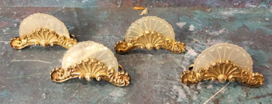 A set of four mother-of-pearl and silver menu holders, 4.75cm wide, Sheffield 1992 Full VAT on