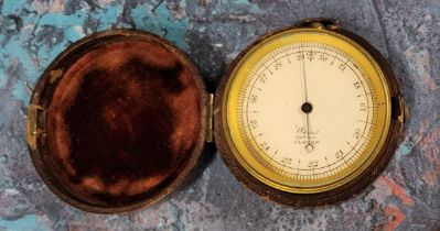 A Victorian Scottish pocket barometer, Whitel, Opticians, Glasgow,  the fitted case labelled