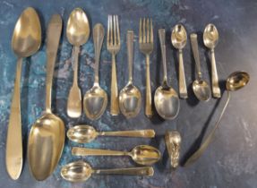 A silver christening fork and spoon, Birmingham 1951;  others;  a set of six coffee spoons, marked