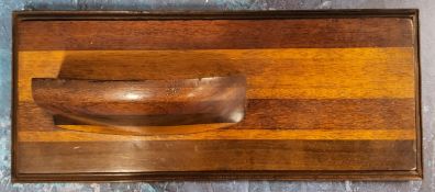 A 19th century wooden half boat, rectangular plaque, 34cm x 15cm