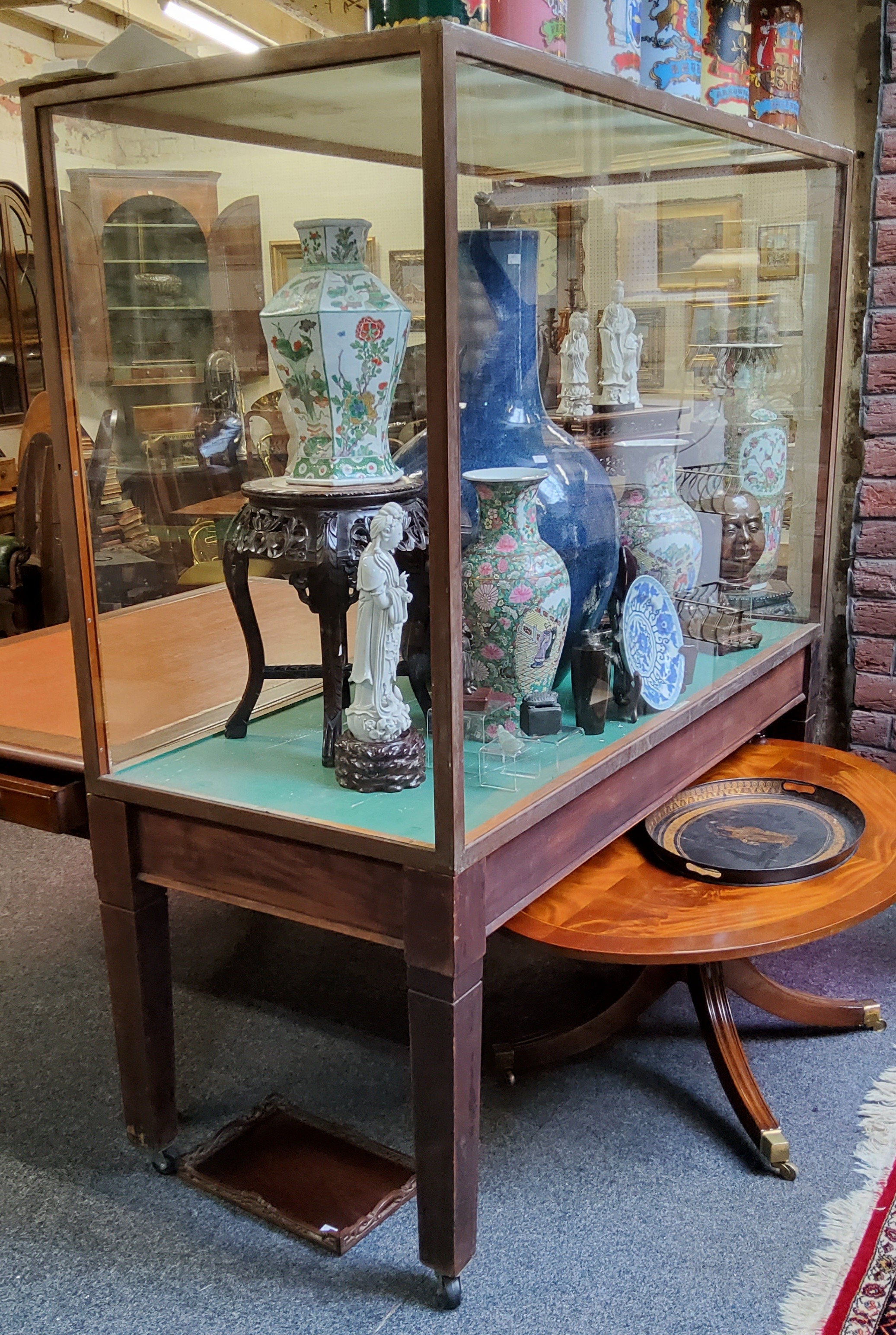 An early 20th century museum display cabinet, made by A. Edmunds Co. & Ltd, London, the brass and - Image 4 of 5