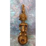 An African hardwood figural pipe, 27cm long