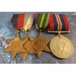 Medals, World War II, a set of four, 1939 - 45 Star, Pacific Star, Atlantic Star, 1939 - 45 Medal,