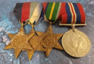 Medals, World War II, a set of four, 1939 - 45 Star, Pacific Star, Atlantic Star, 1939 - 45 Medal,