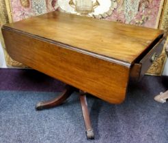 A 19th century mahogany Pembroke table, drawer to frieze, blind to verso, rounded rectangular top,