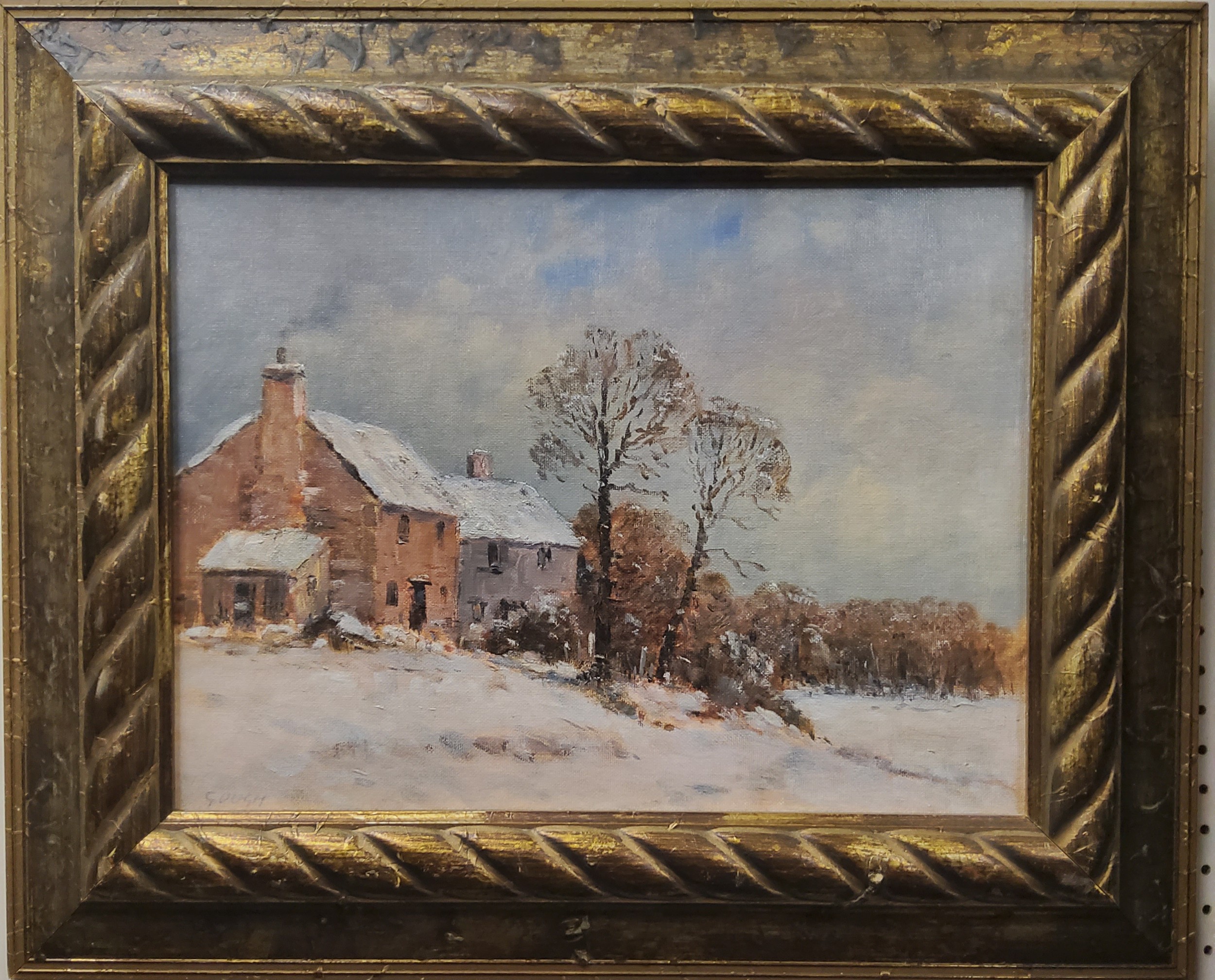 John W Gough (20th century) Snowy Winter's Day, signed, oil on board, 29cm x 39cm