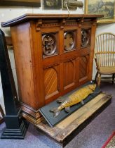 An early 20th century ecclesiastical pitch pine pulpit c.1920