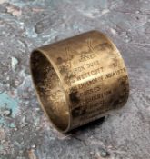 A silver napkin ring, engraved with the ships that A Yeoman served on, HMS Thunder 1925, HMS Iron