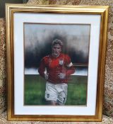 Stephen Doig (1964- ), David Beckham, signed, pastel, 45.5cm x 35.5cm