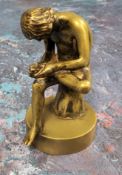 Grand Tour School (19th century), a patinated gilt bronze, Spinario or Boy Pulling a Thorn from
