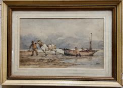 English School, early 20th century, Hauling in the Catch, watercolour, 13cm x 21cm