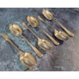 A set of six silver Hanoverian Rat Tail pattern table spoons, Atkin Brothers, Sheffield 1929,