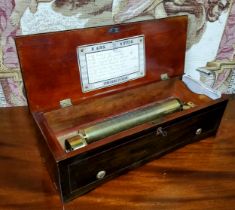 Withdrawn duplicate of lot 424 - a 19th century Swiss fruitwood musical box, 27.53cm cylinder
