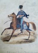 H. Smith, early 19th century school, Full length portrait mounted on horseback on the battle