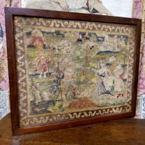 A Victorian needlepoint tapestry panel, 56cm x 67cm, framed