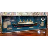 TITANIC - a contemporary diorama of the Titanic,  with cross-section of the ship, newspaper cuttings