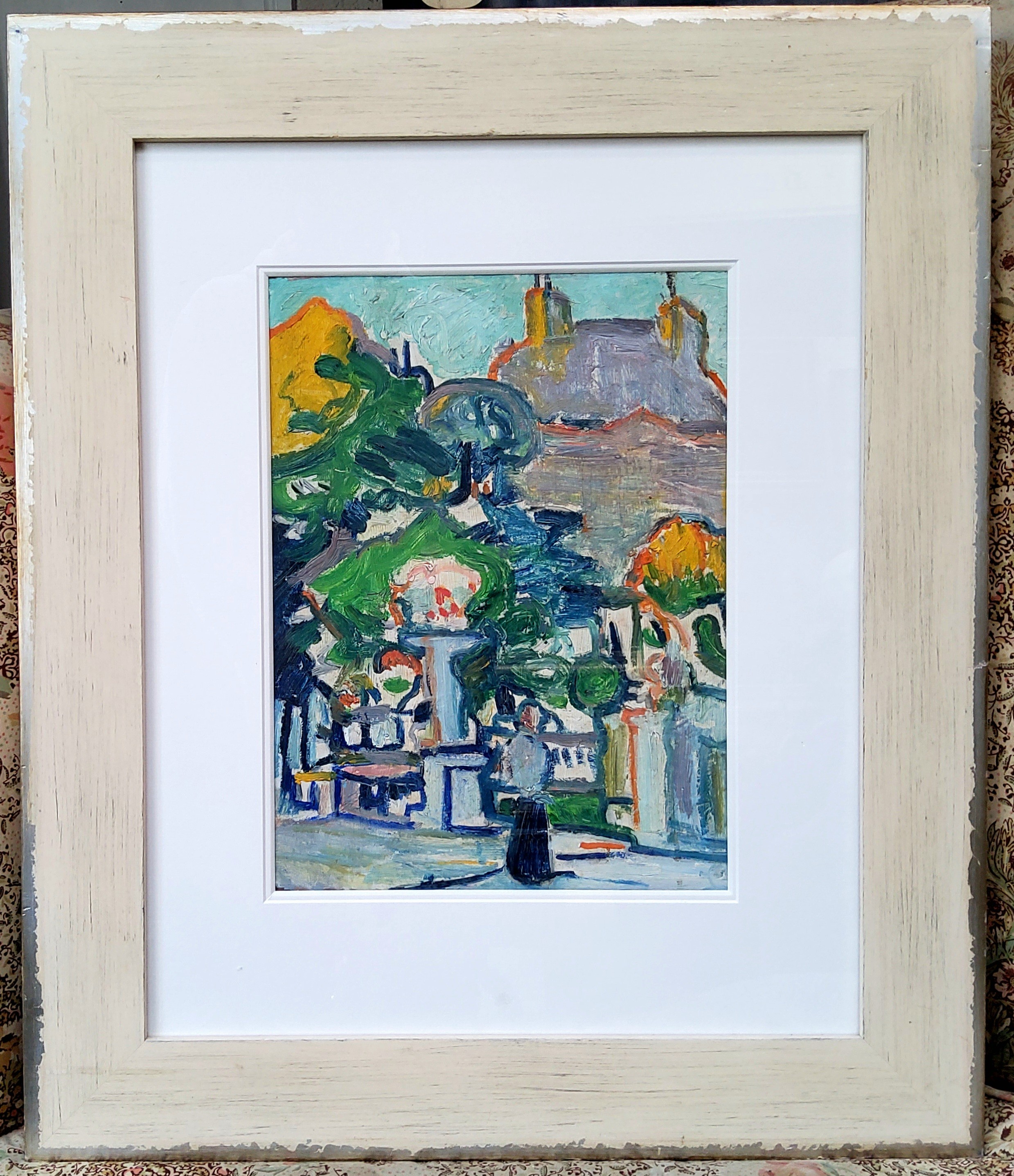 Scottish Impressionist School, City Street, with figure, 40cm x 29cm