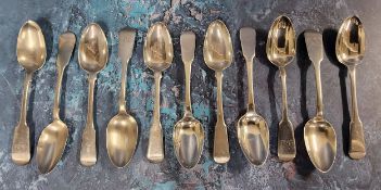 A composed set of eleven silver Fiddle pattern tea spoons, Robert Gray & Son, Edinburgh 1818 (4),